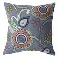 Palacedesigns 18 in. Gray & Pink Floral Indoor & Outdoor Throw Pillow Multi Color PA3655277